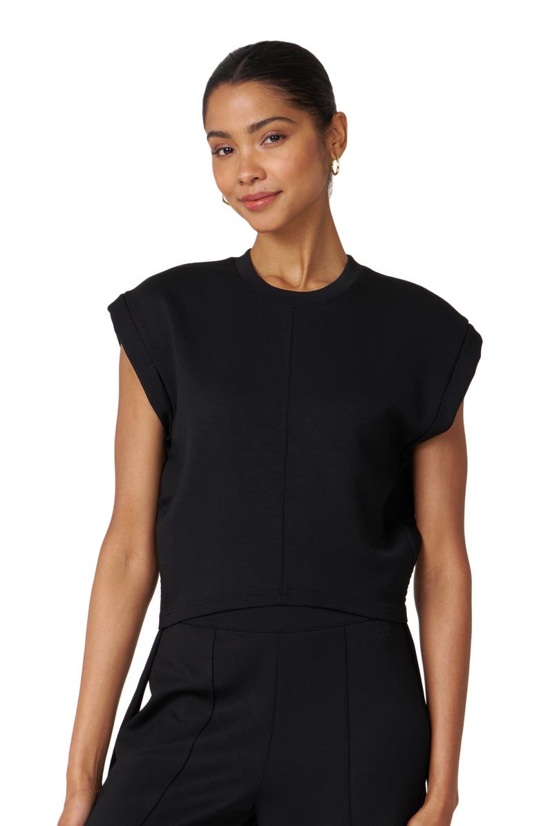 Rebody Active Nadine Scuba Knit Shirring Top, Alternate, color, Black