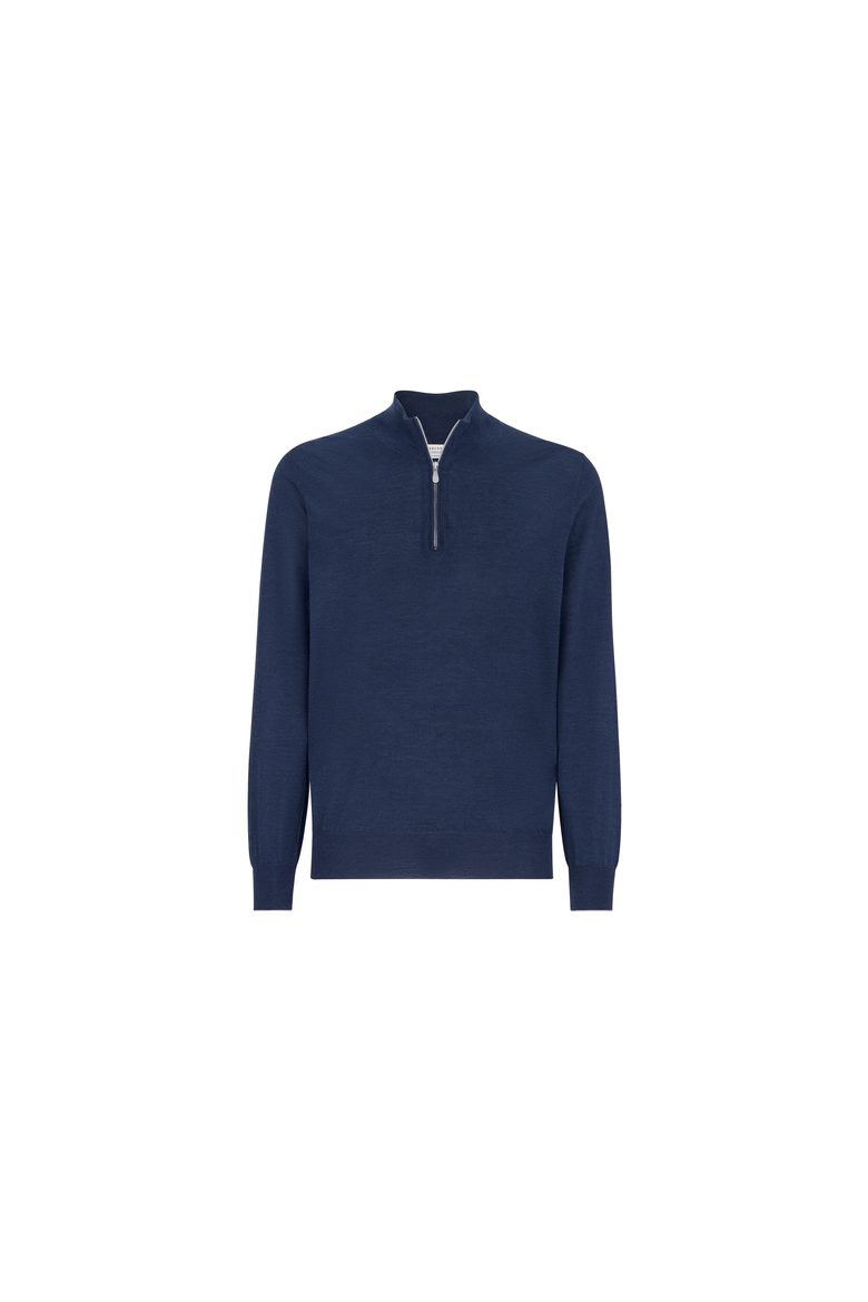 Cashmere, silk and linen lightweight sweater with half zip, Alternate, color, Light Grey