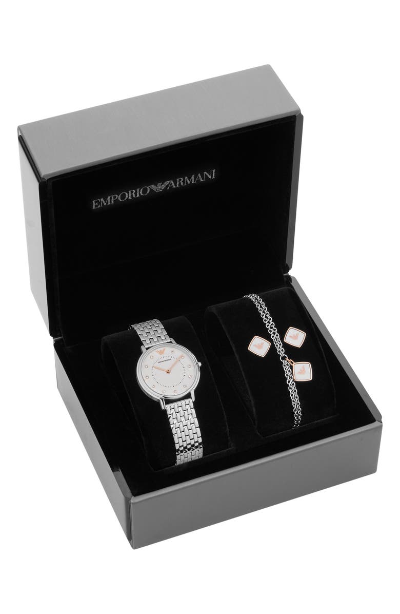 Emporio Armani Two-Hand Bracelet Watch, 32mm Bracelet & Earrings Set, Alternate, color,