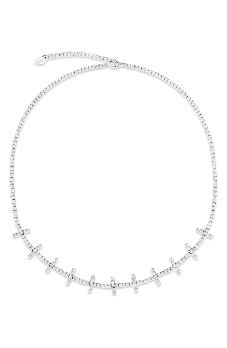 SHYMI Cubic Zirconia Bar Tennis Necklace, Alternate, color, Silver