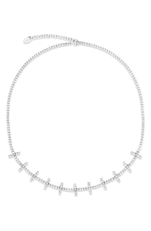 Shymi Cubic Zirconia Bar Tennis Necklace In Silver