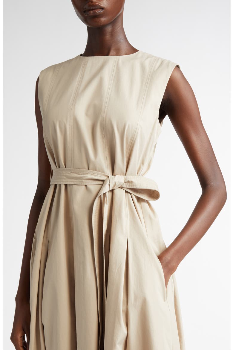 Amina Cotton Twill Midi Dress, Alternate, color, BEIGE
