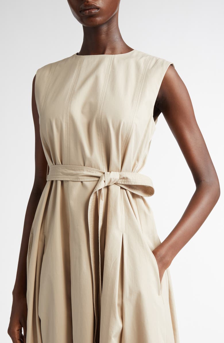 Max Mara Amina Cotton Twill Midi Dress, Alternate, color, Beige