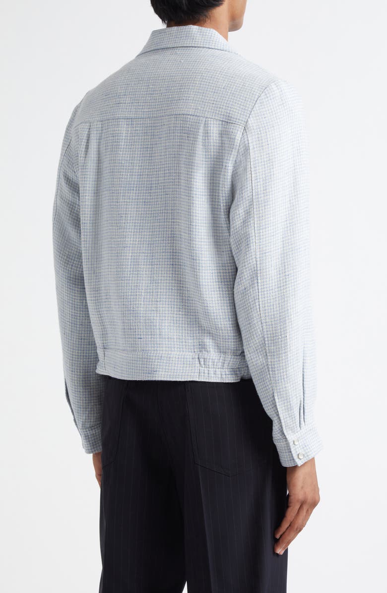 Second Layer Flora Embroidered Houndstooth Virgin Wool Shirt Jacket, Alternate, color, Light Blue/ Ivory 1194