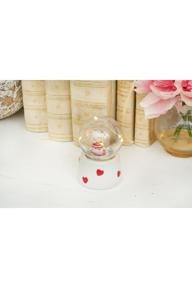 Mouse Snow Globe Valentine's Day Small Decorative Figurine, Alternate, color, White