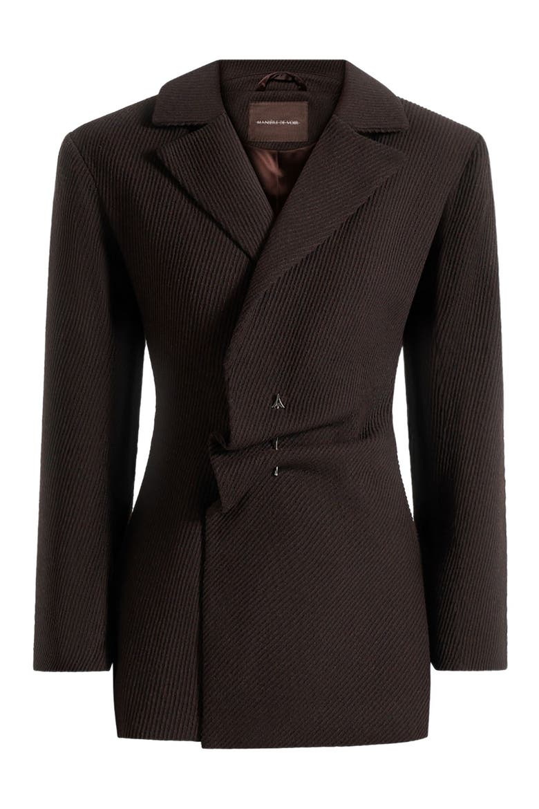 Sylvie Oversized Wool Asymmetric Blazer Dress, Alternate, color, Brown