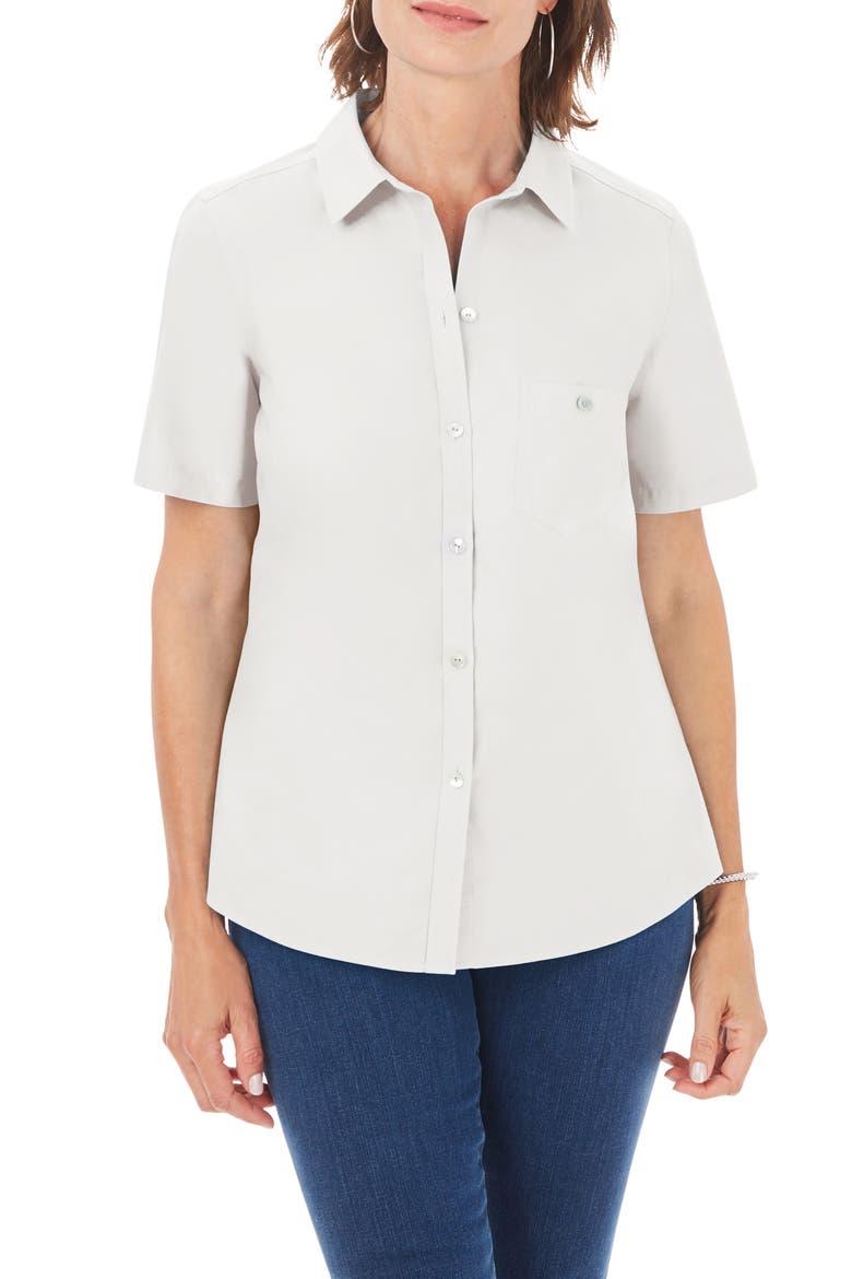 Hampton Short Sleeve Non-Iron Shirt, Main, color, CLOUD GREY