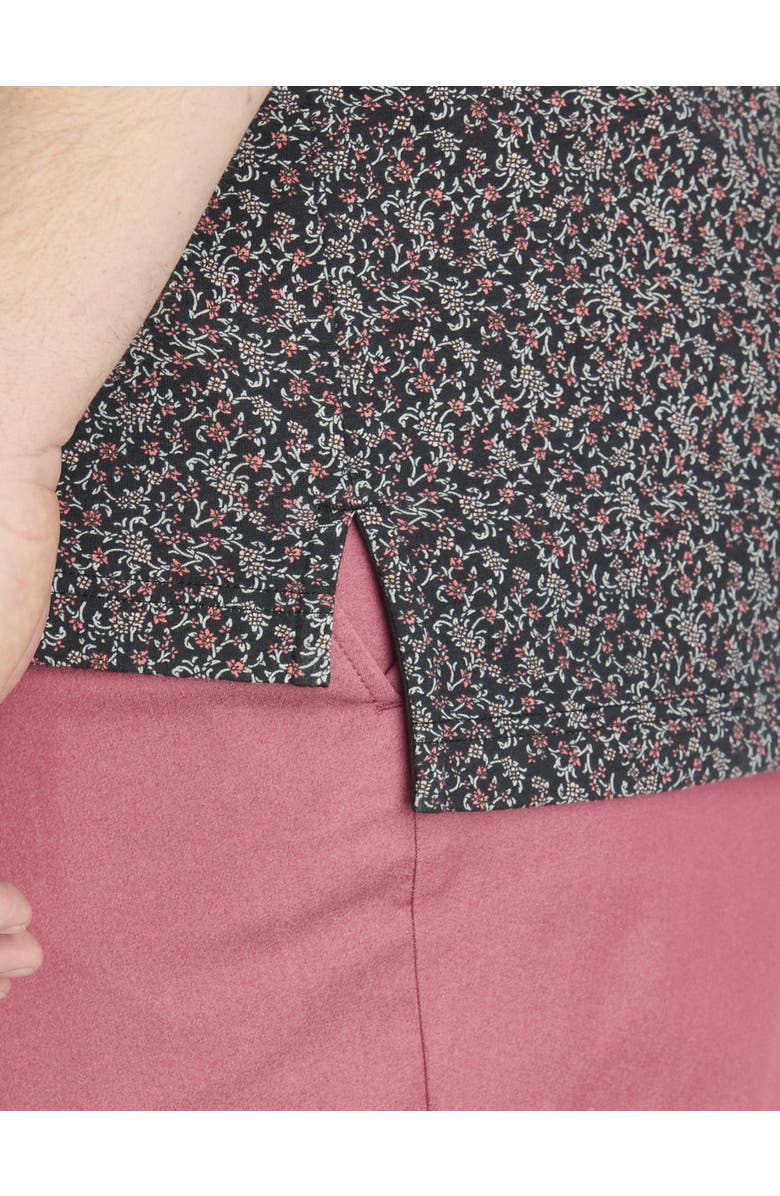 Harbor Bay by DXL Big & Tall Mini Floral Print Polo Shirt, Alternate, color, Black Multi