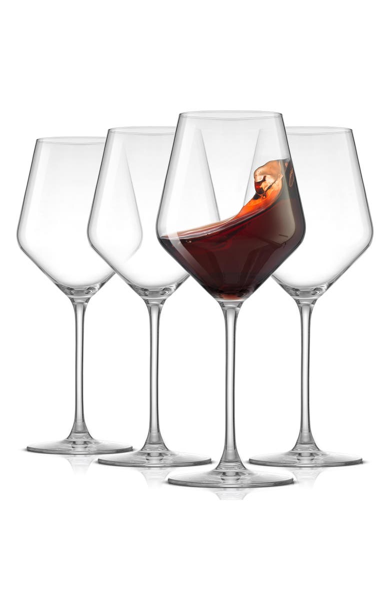 JoyJolt Layla White Set of 4 Stemmed Red Glasses, Alternate, color, Clear