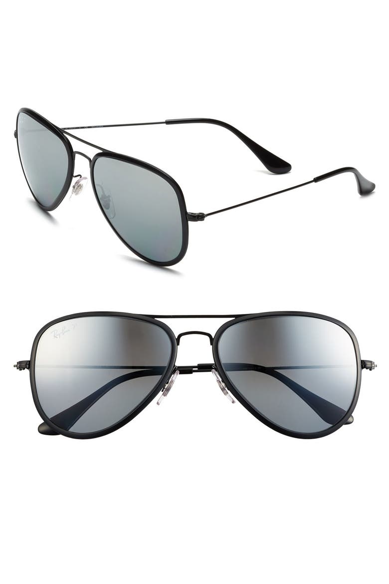 'Icon' 56mm Polarized Aviator Sunglasses, Main, color, SILVER MIRROR