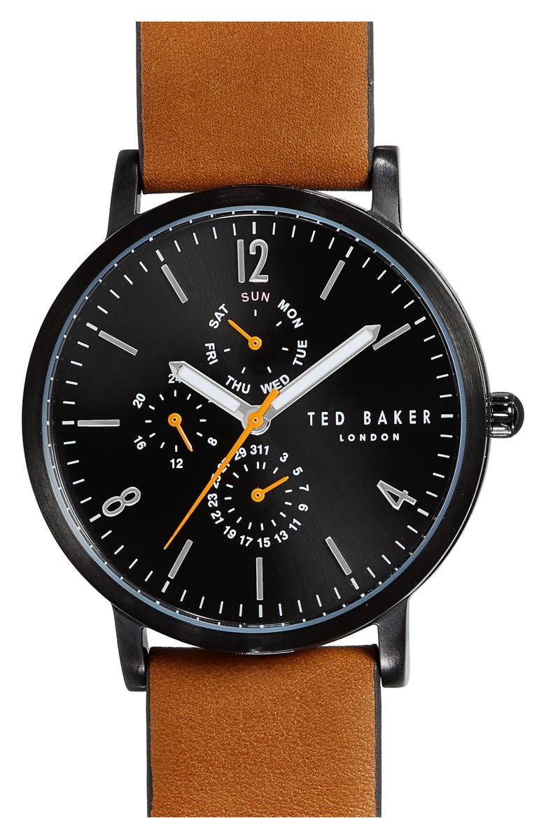 Ted Baker London Graham Leather Strap Watch, 40mm, Alternate, color, 