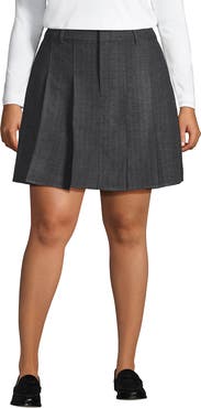 Lands' End Plus Size Brushed Flannel Pleated Mini Skirt