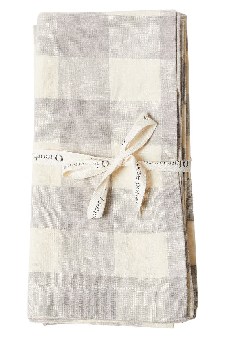 Set of 4 Farmer's Gingham Check Napkins, Main, color, GREY