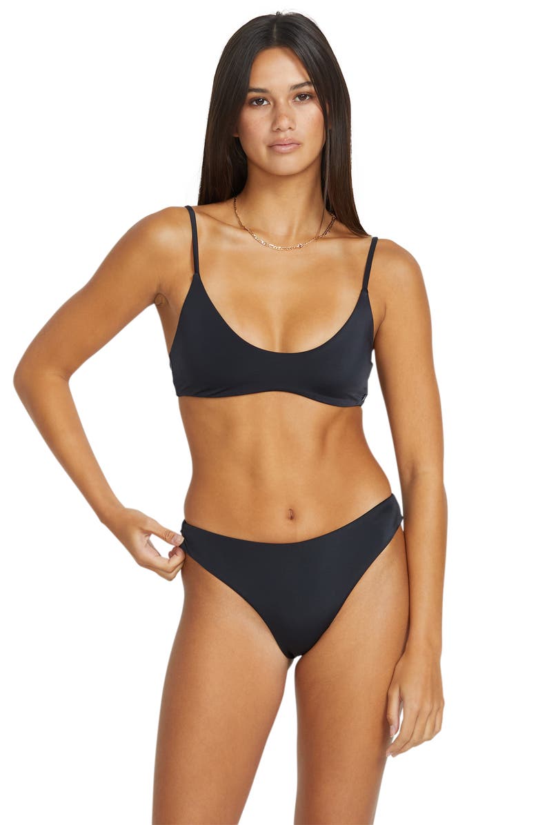Volcom Simply Seamless Cheekini Bikini Bottoms, Alternate, color, Black