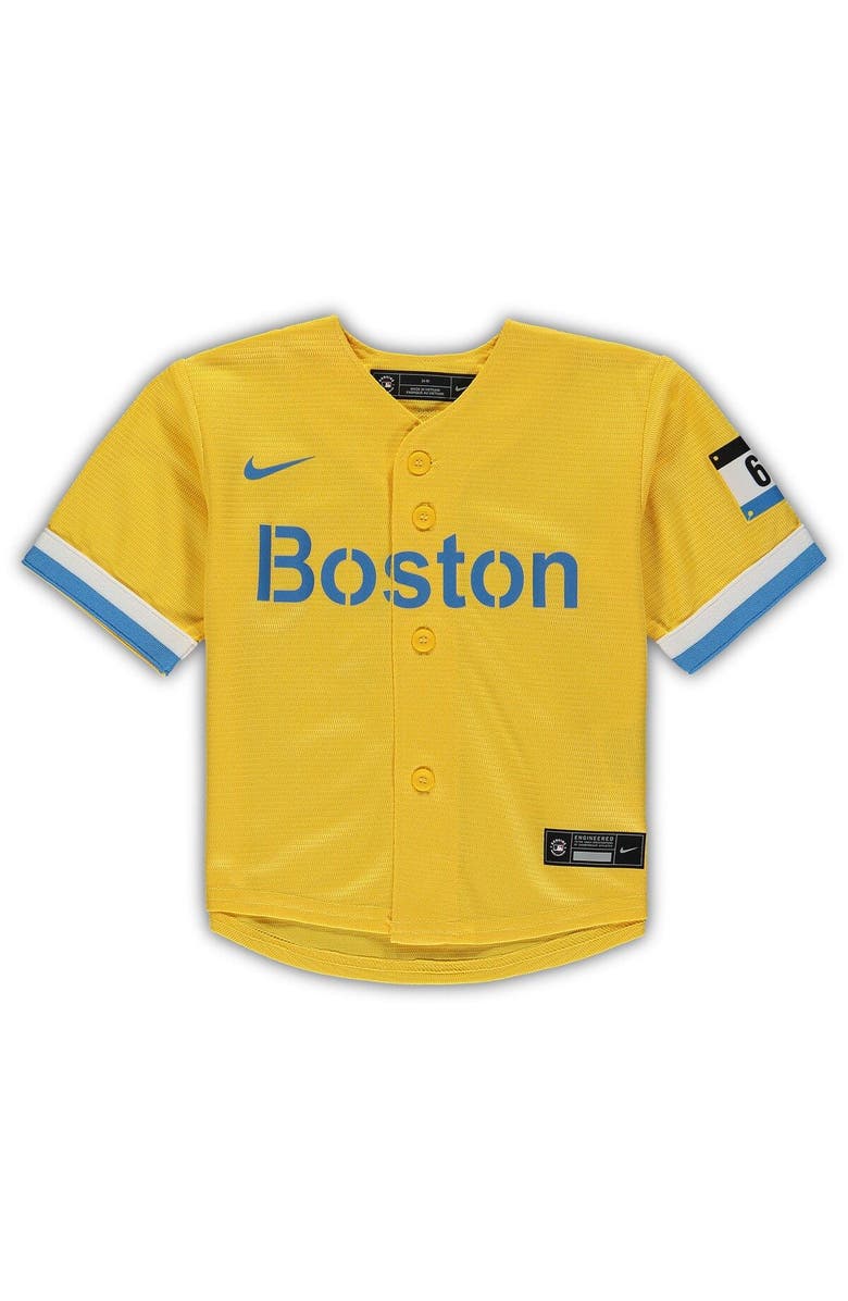 Nike Infant Nike Xander Bogaerts Gold Boston Red Sox City Connect Script Replica Jersey, Alternate, color,