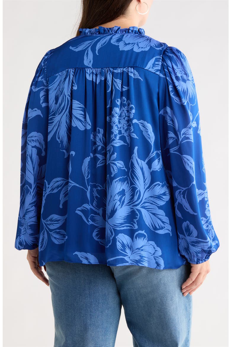 Ciara Floral Lindsey Ruffle Top, Alternate, color, NAVY-BLUES