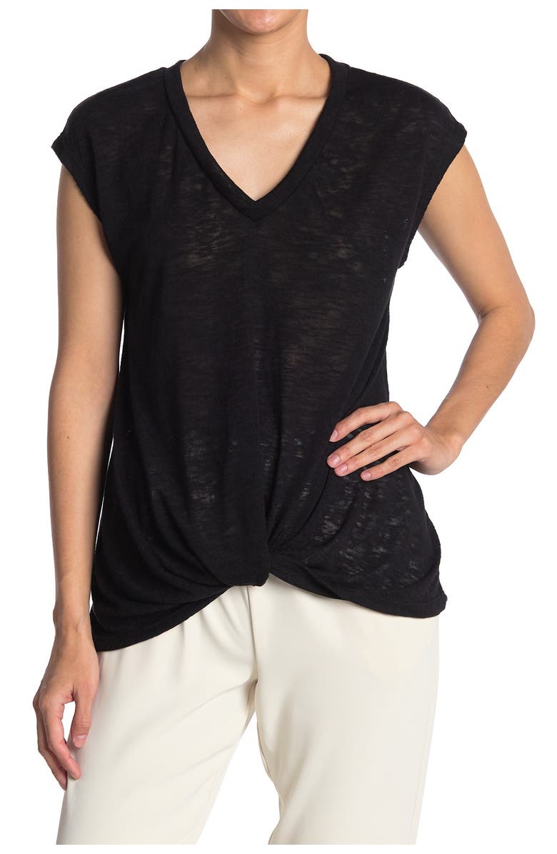 Pleione V-Neck Twist Front Burnout Tank, Main, color,
