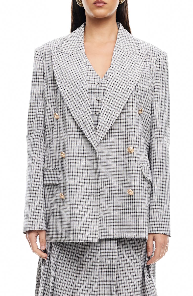 LIONESS Palermo Check Double Breasted Blazer, Main, color, Vintage Check