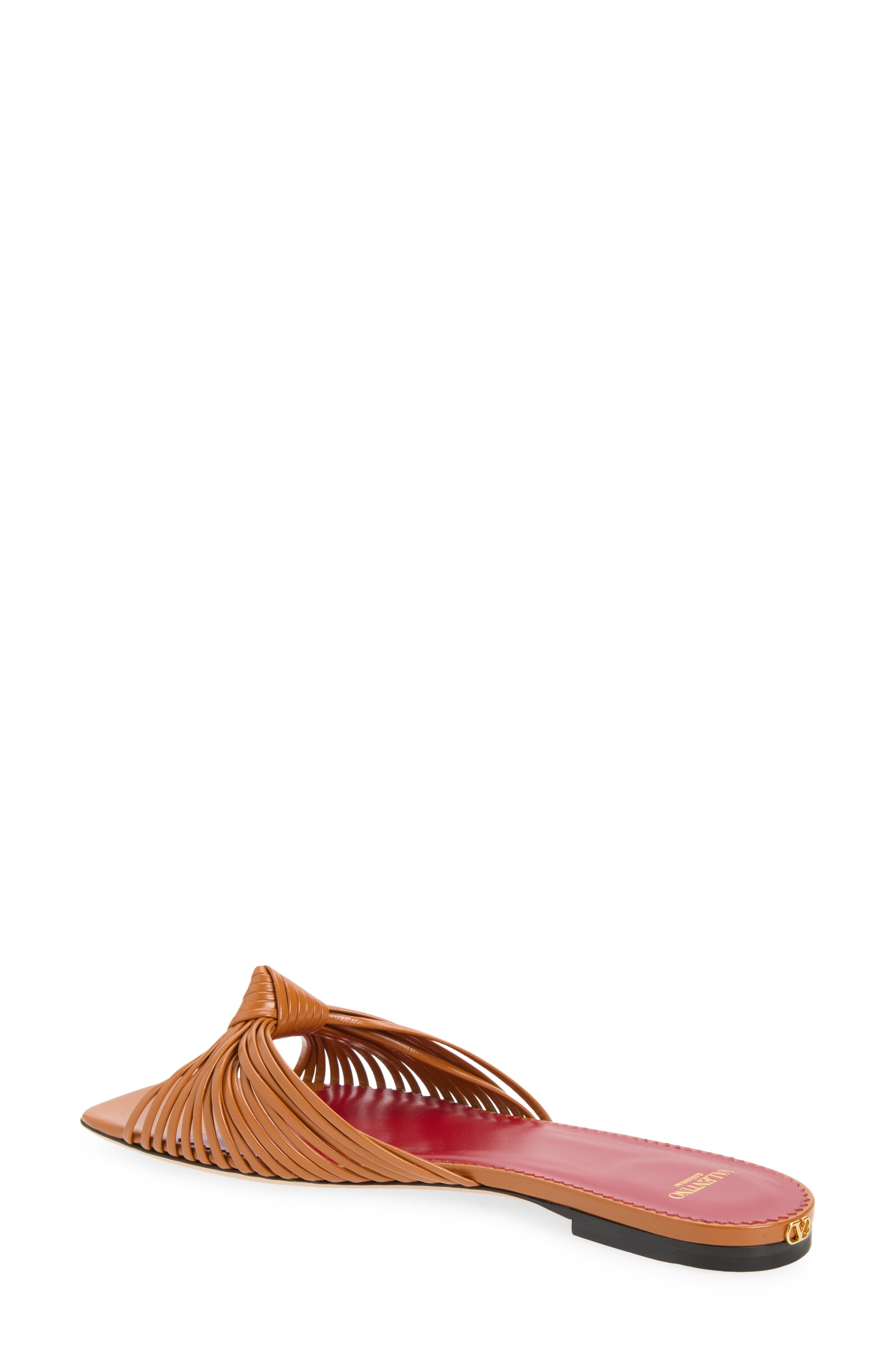 Annet Knotted Flat Slide Sandal, Alternate, color, BROWN