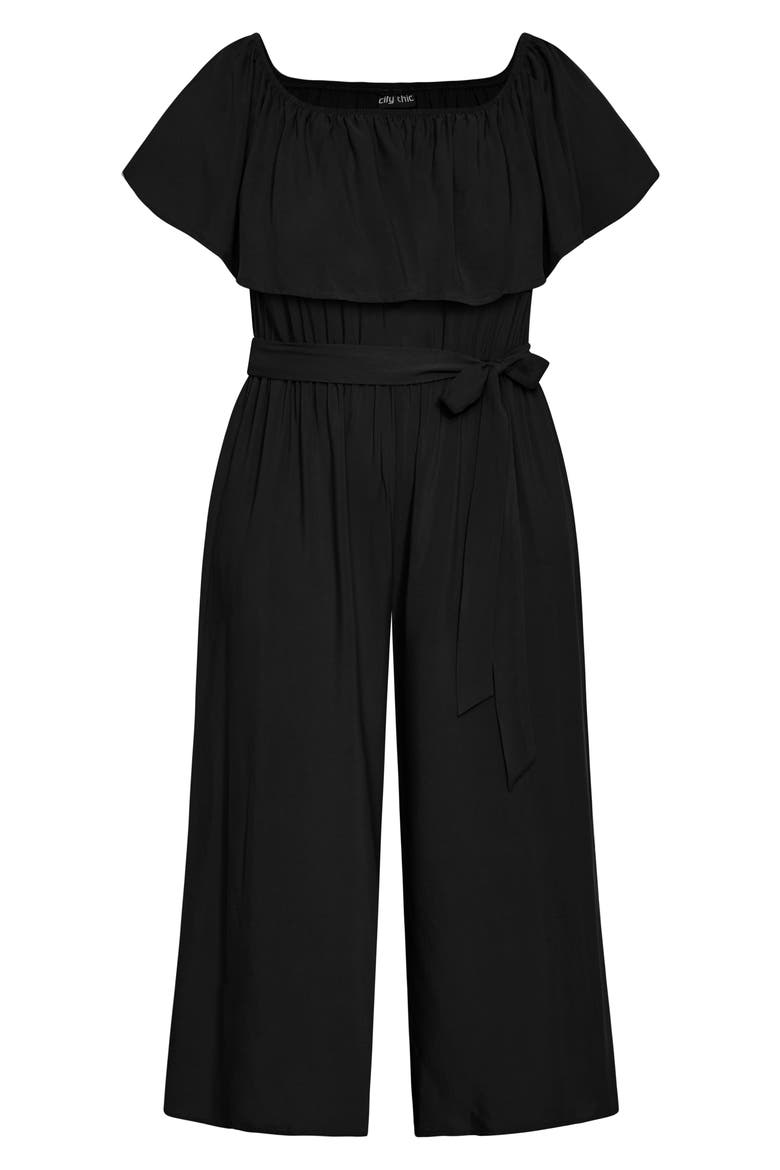 Sienna Off the Shoulder Jumpsuit, Alternate, color, BLACK