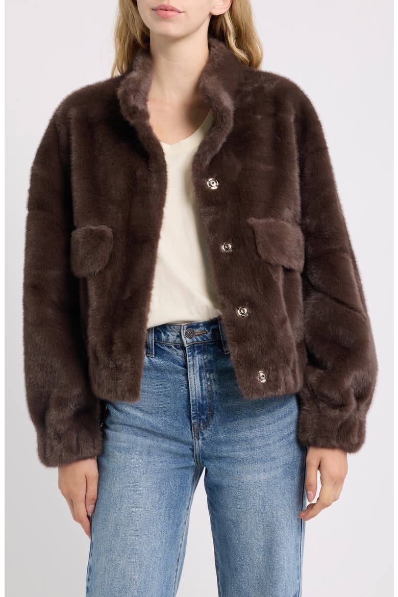 Badet Faux Fur Jacket, Main, color, CHOCOLATE