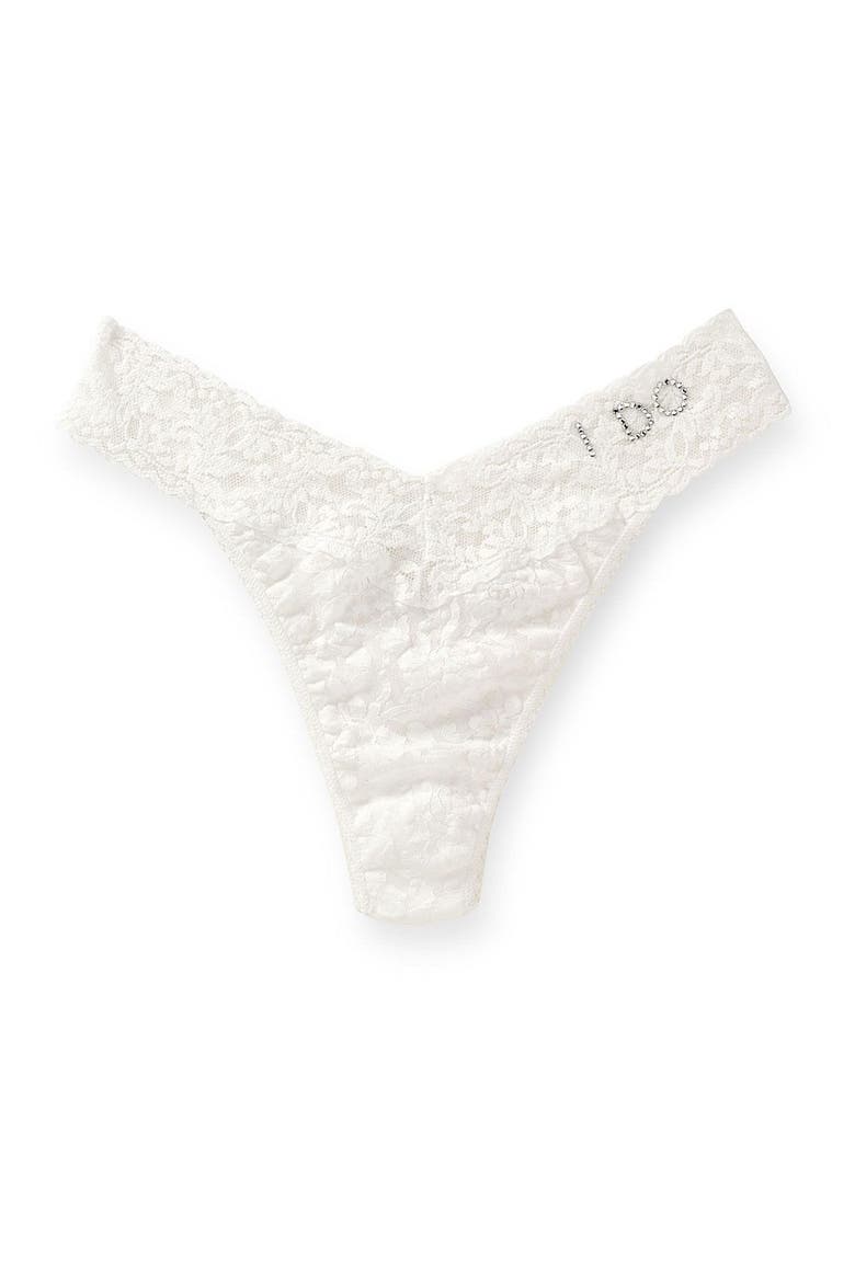 'I Do' Swarovski Crystal Original Rise Thong, Main, color, WHITE