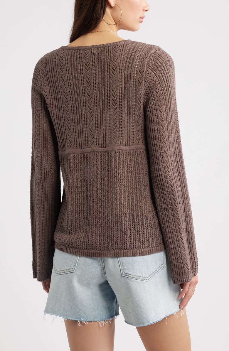 BP. Openstitch Tie Front Cardigan, Alternate, color, Brown Quartz