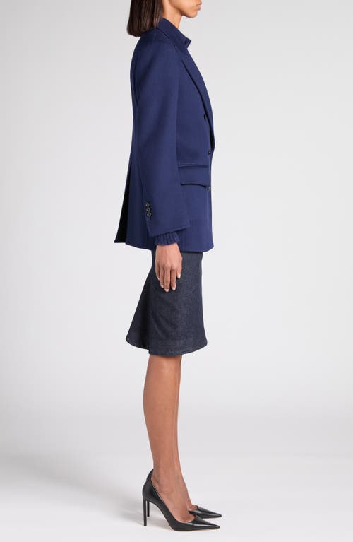 Tom Ford Double Breasted Wool & Cashmere Blazer In Blue