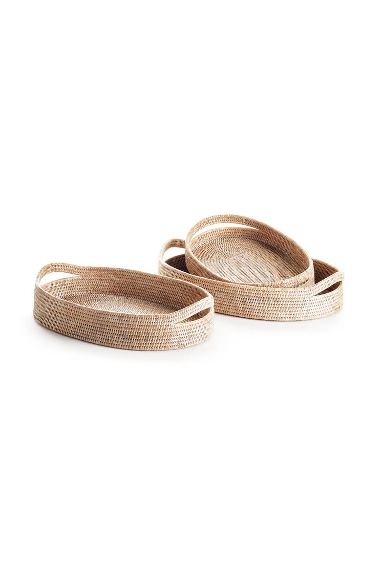 Burma Rattan Oval Serving Trays, Set Of 3, Main, color, Brown