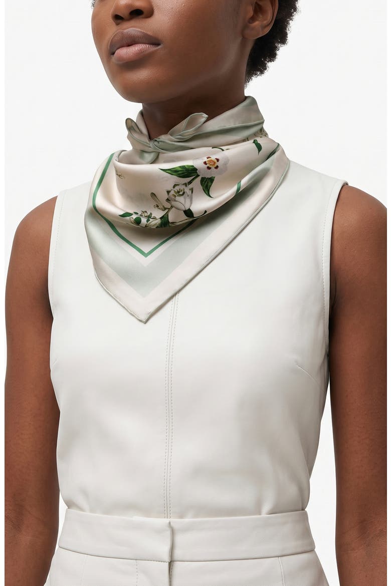 Lily Garden Double Sided Silk Scarf, Alternate, color, Ivory