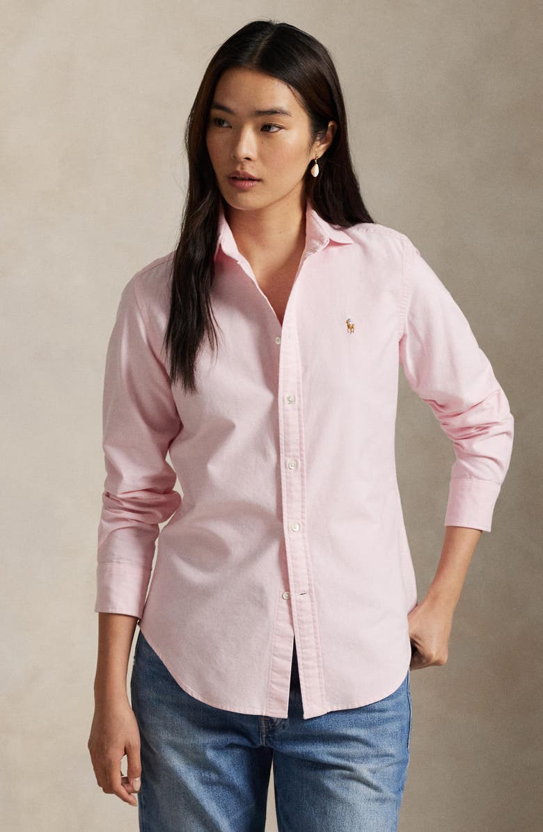 Polo Ralph Lauren Slim Fit Cotton Oxford Button-Up Shirt, Alternate, color, Bath Pink
