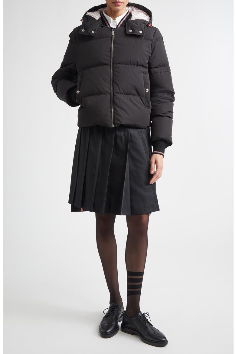 Armband Down Jacket with Removable Hood, Alternate, color, BLACK