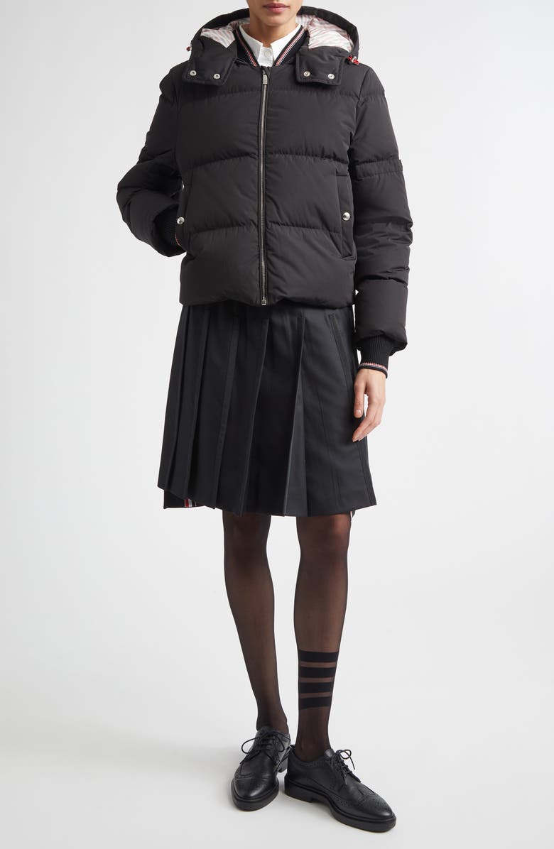 Thom Browne Drop Back Pleated Wool Skirt, Alternate, color, Black