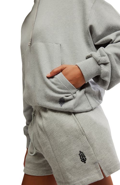 Free People Day Off Crop Cotton Blend Hoodie In Gray