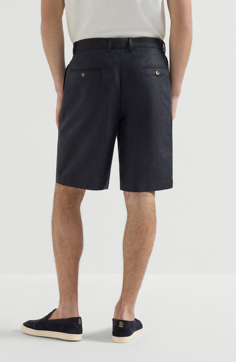 Brunello Cucinelli Bermuda shorts with pleats, Alternate, color, Navy Blue