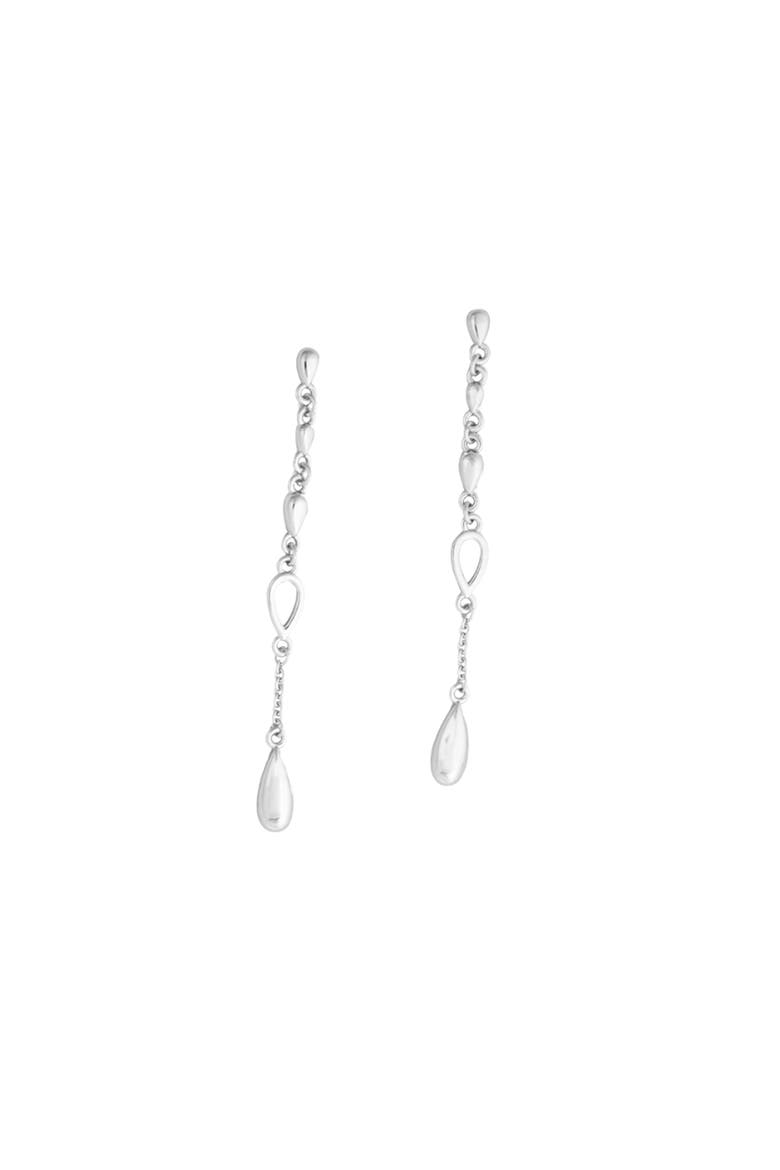 Station Petal Drop Earrings, Main, color, Sterling Silver