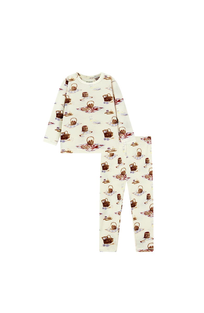 Milkbarn Organic Cotton Long Sleeve Two Piece Pajama Set, Main, color, Picnic