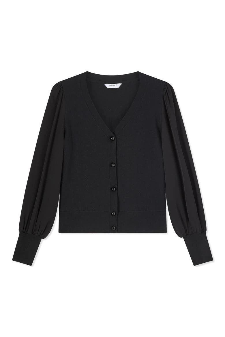 Lucian Mixed Media Cardigan, Alternate, color, BLACK