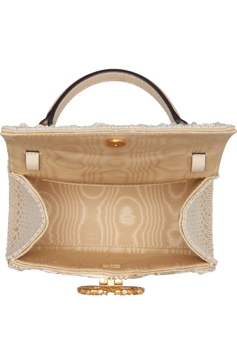 Valentino Garavani Mini Vsling Embroidered Moiré Top Handle Bag, Alternate, color, White/ Cream