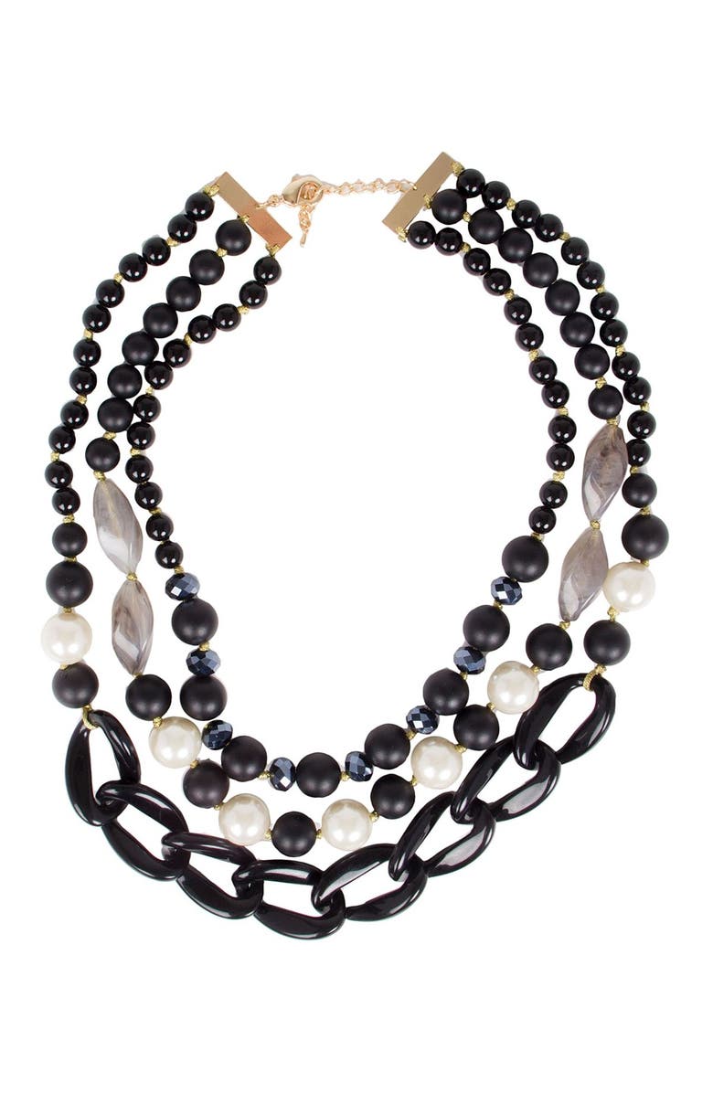 SAACHI Betty Freshwater Pearl Beaded Multistrand Necklace, Alternate, color, Black