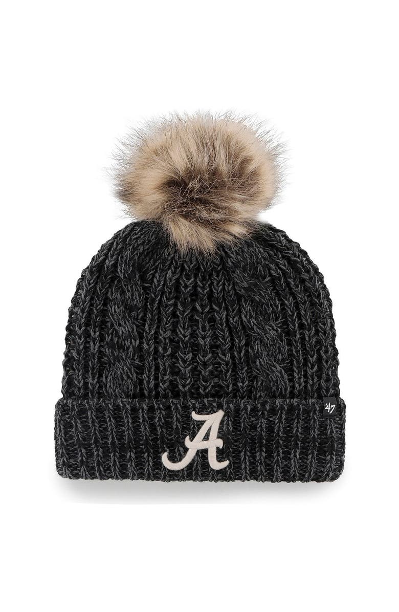 '47 Women's '47 Black Alabama Crimson Tide Meeko Cuffed Knit Hat with Pom, Main, color,