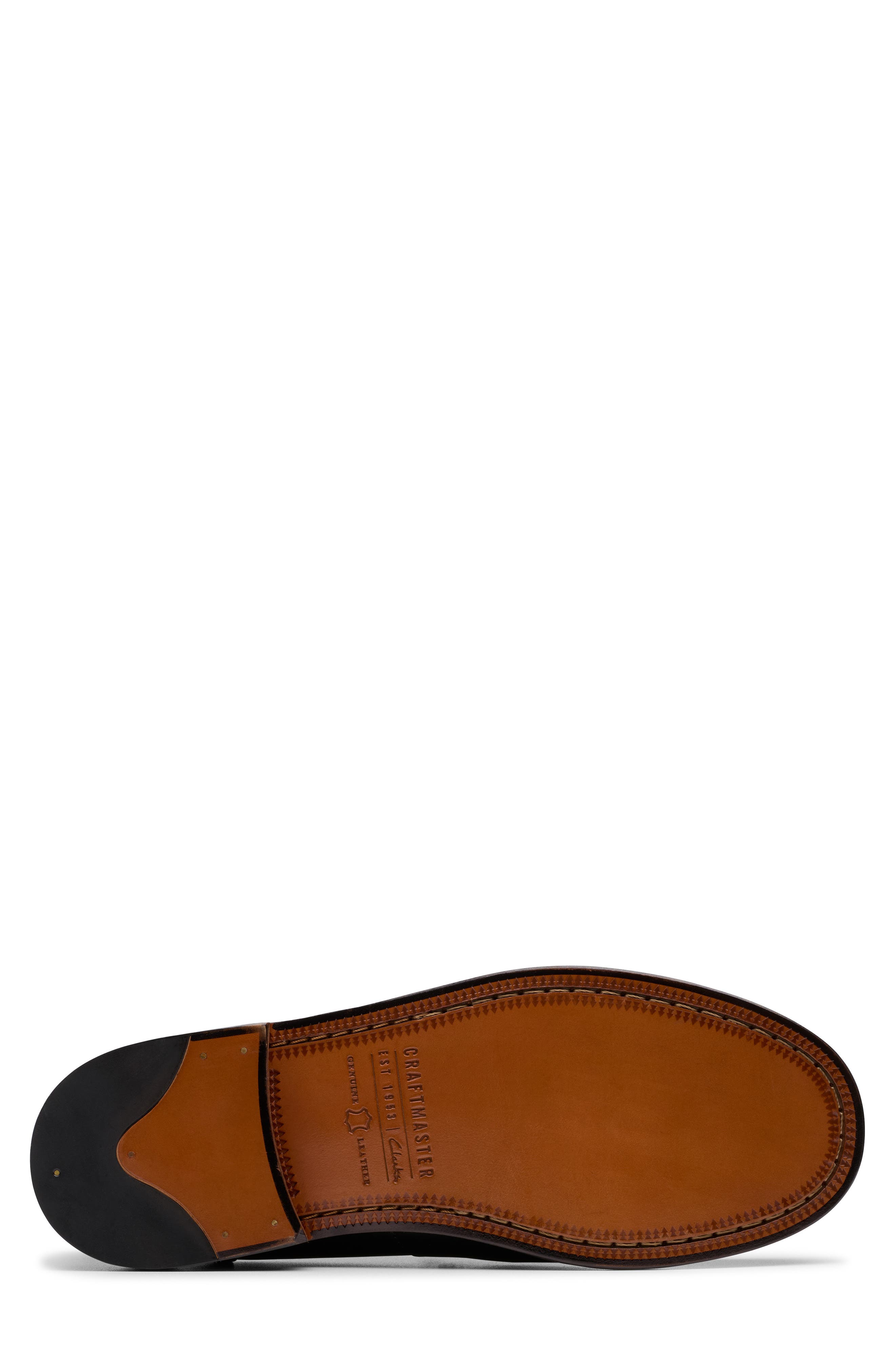 Clarks<sup>®</sup> Craft James Lo Penny Loafer, Alternate, color, Black Leather