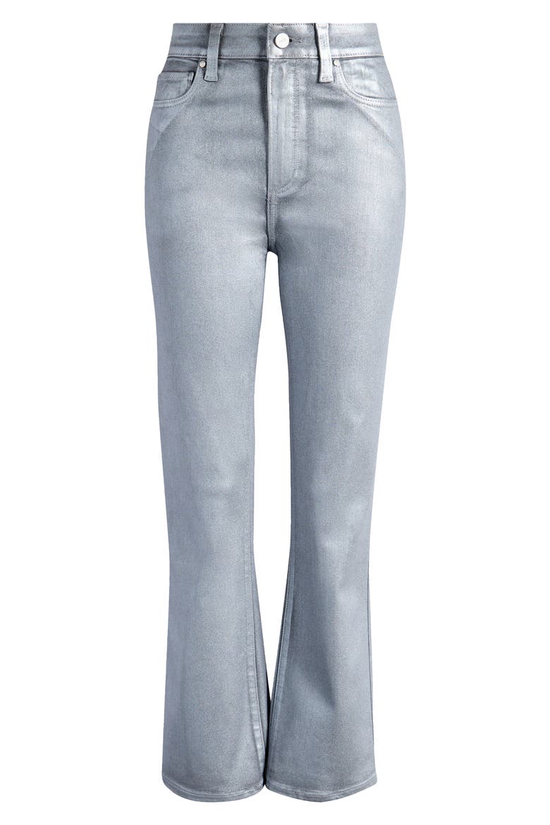 Claudine Coated High Waist Ankle Flare Jeans Jeans, Alternate, color, SILVER SHIMMER LUXE COATING