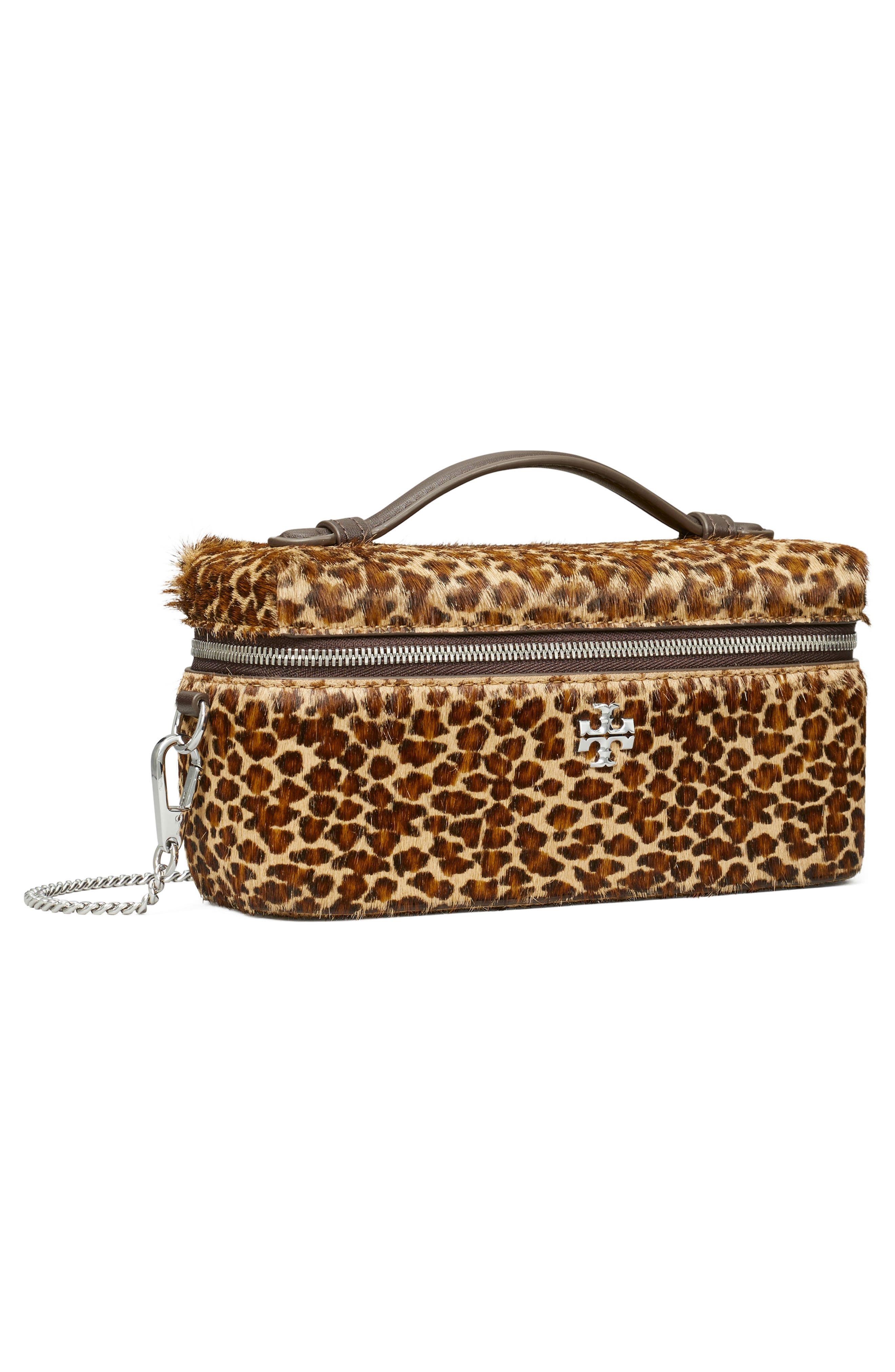 Tory Burch Kira East/West Vanity Case, Alternate, color, Leopard Multi Calf Hair