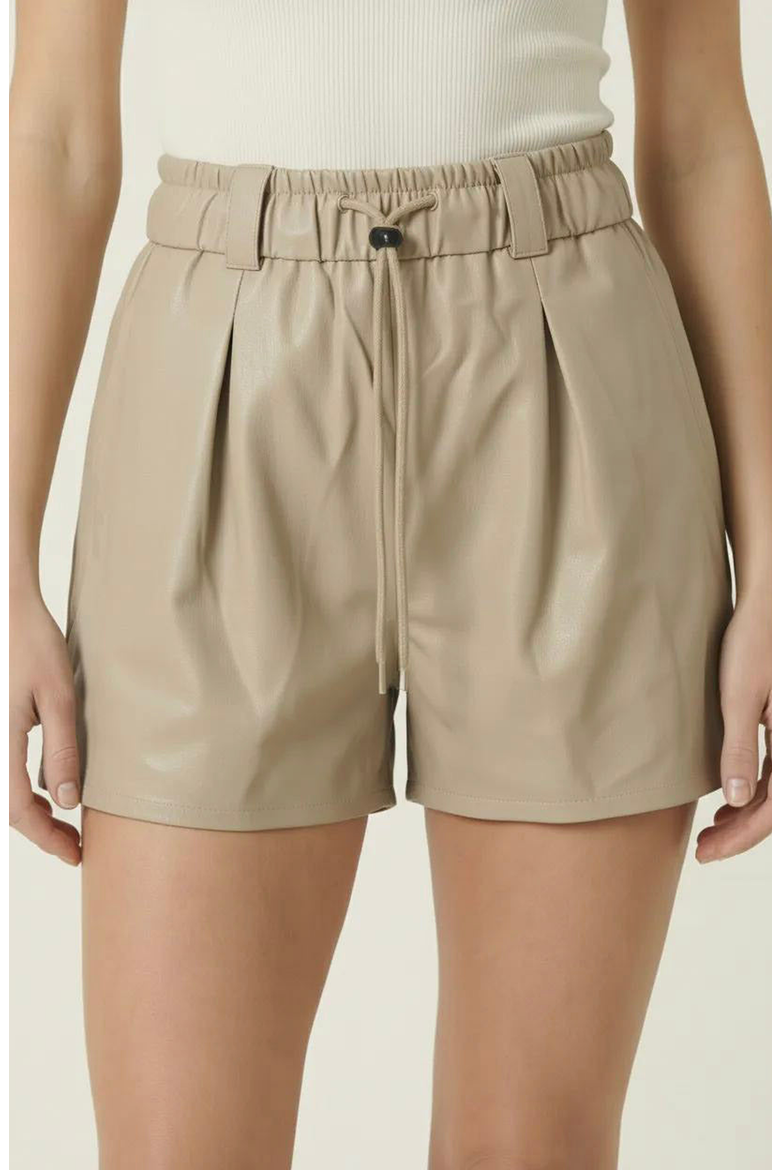 High Waist Shorts with Drawstring Waistband, Main, color, Beige