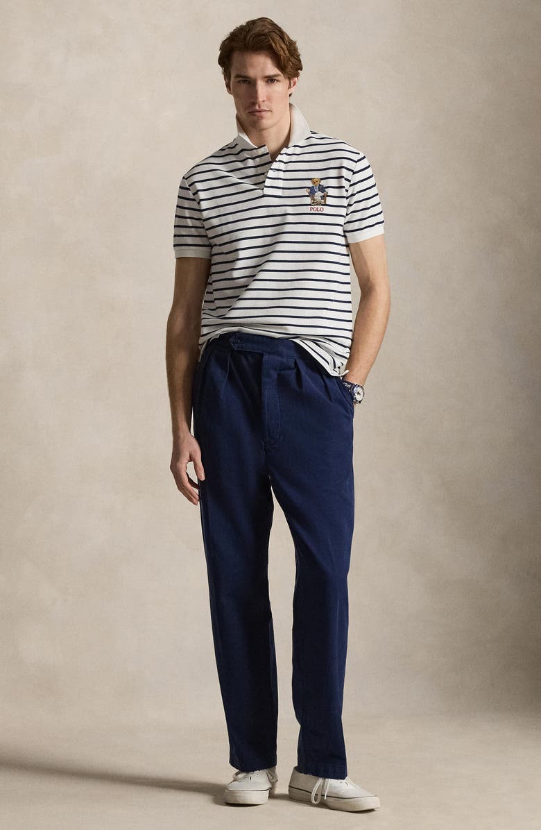 Polo Ralph Lauren Polo Bear Slim Fit Cotton Mesh Polo, Alternate, color, Newport Bear-White/ Npt Navy