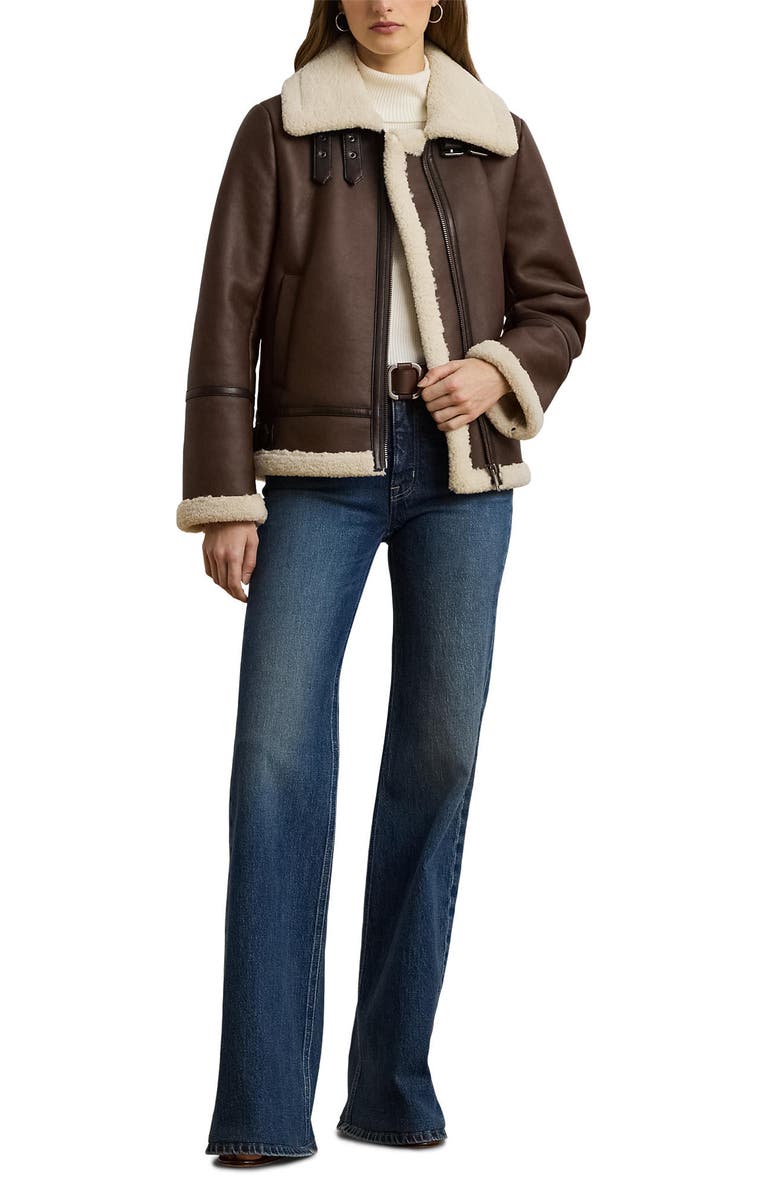 Faux Leather & Faux Shearling Bomber Jacket