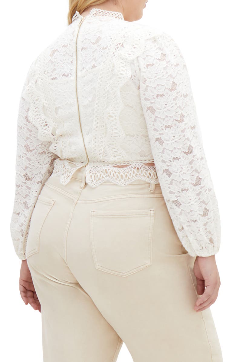 City Chic Lucielle Lace Top, Alternate, color, Porcelain