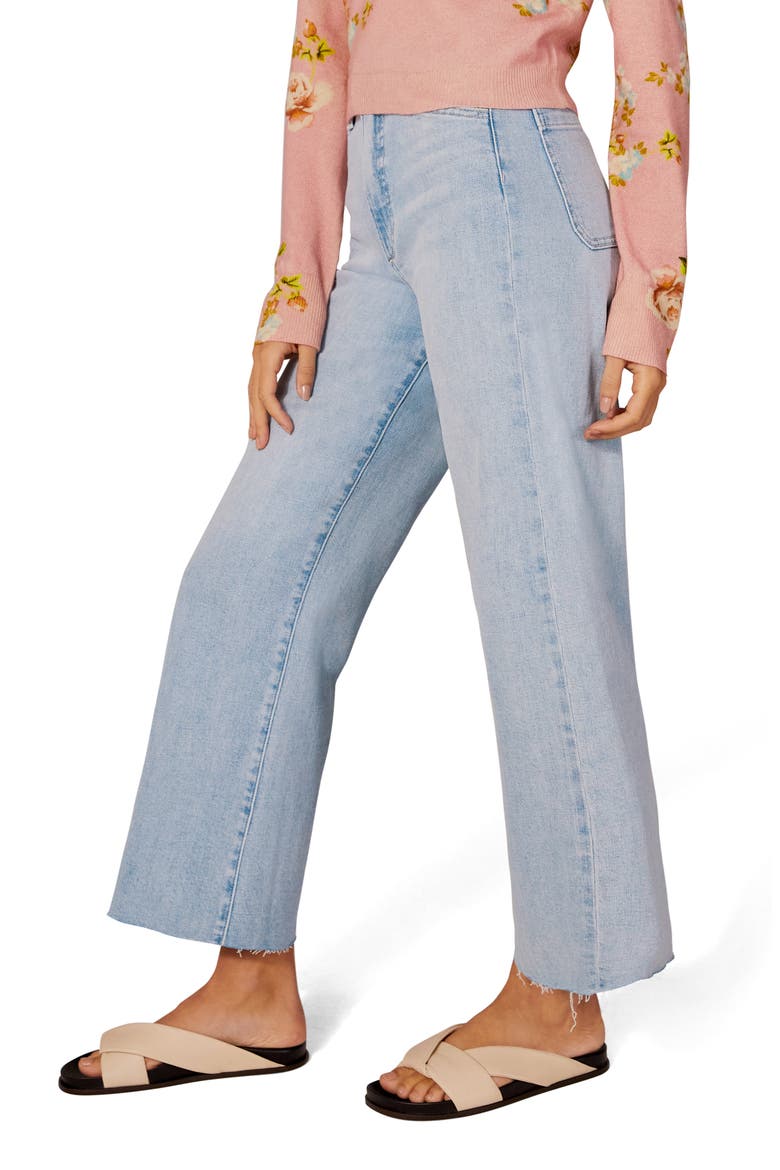 The Mischa Raw Hem Wide Straight Leg Jeans, Main, color, PALISADES