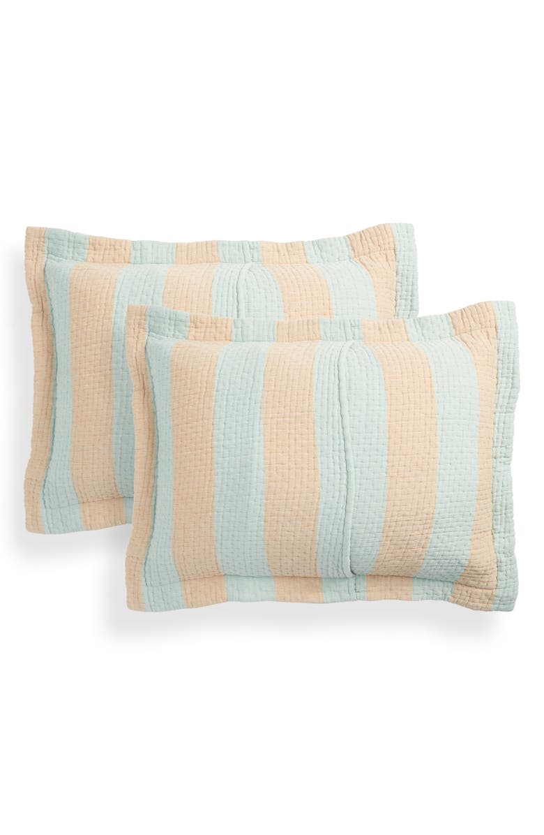 Dusen Dusen Set of 2 Cool Stripe Cotton Matelassé Shams, Alternate, color, 